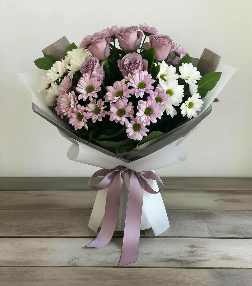 Букет цветов из: Хризантемы и Розы в Ширинский