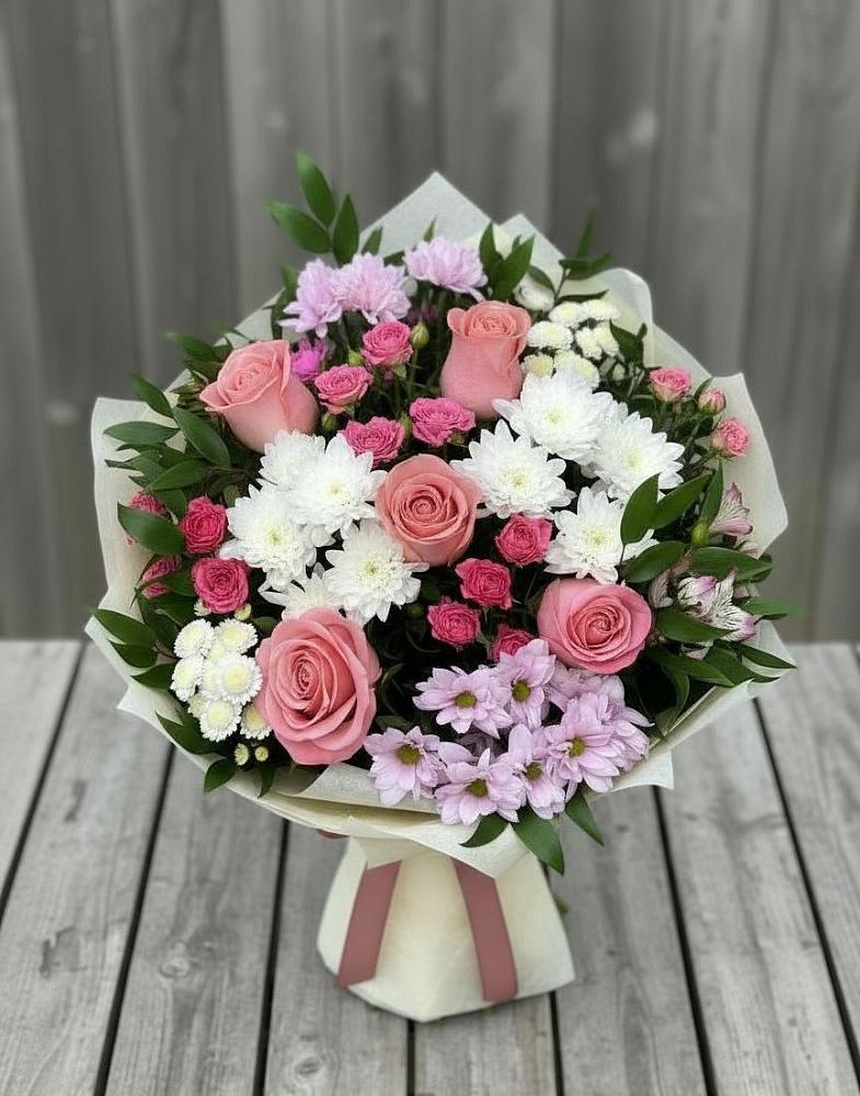 Букет цветов из: Альстромерии, Гвоздики, Розы и Хризантемы в Ширинский