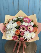Букет цветов из:  Розы, Герберы и Хризантемы в Ширинский