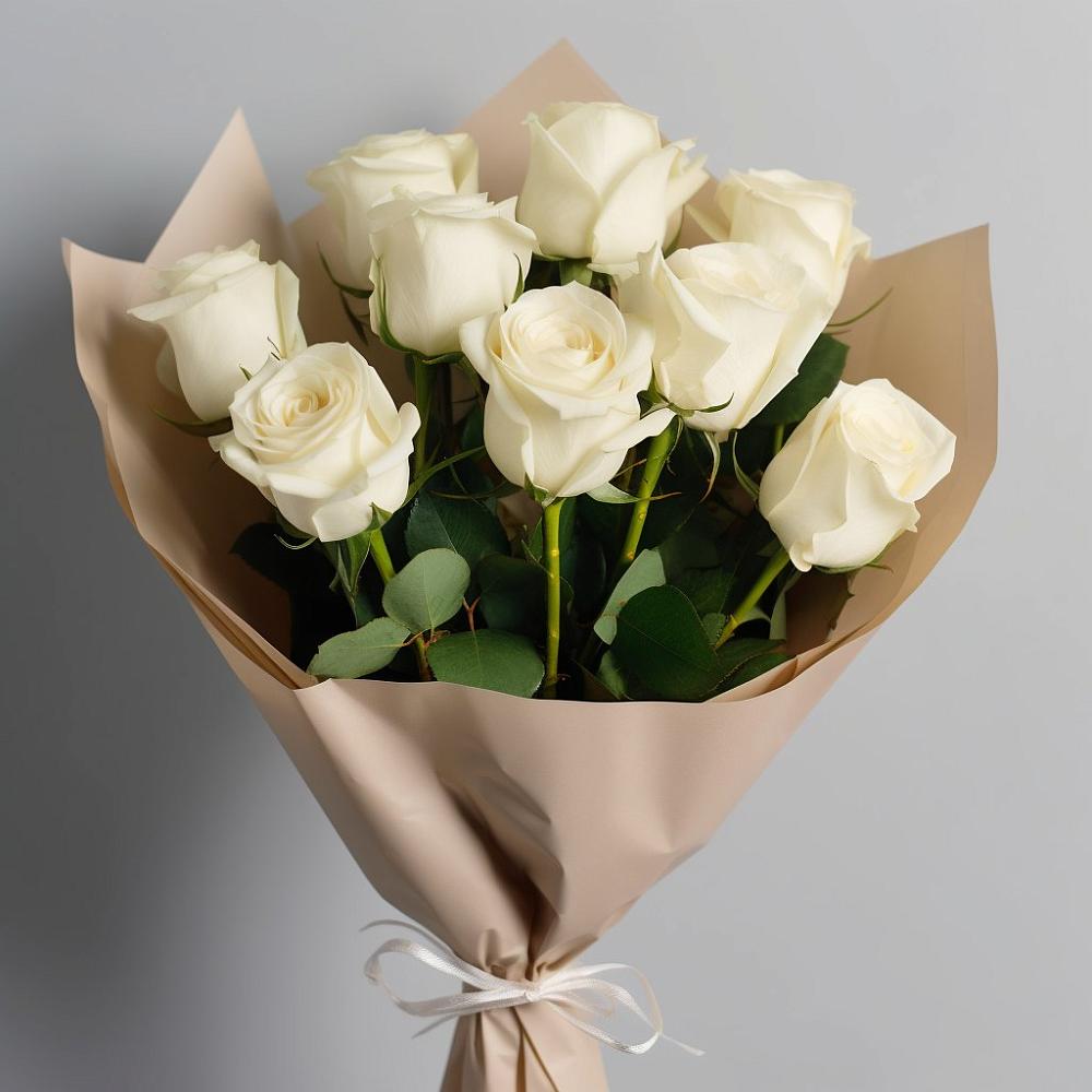 Букет 9 Белых роз Эдлесс Лав в Ширинский