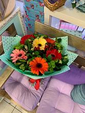 Букет цветов из:  Герберы, Хризантемы и Альстромерии #REPLACE_PRED# Ширинский