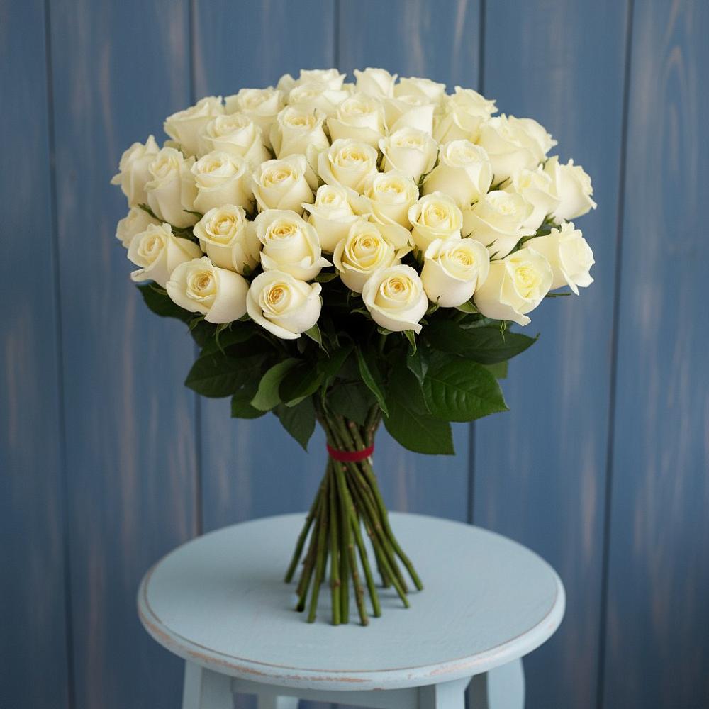 Букет 51 Белая роза Эдлесс Лав в Ширинский