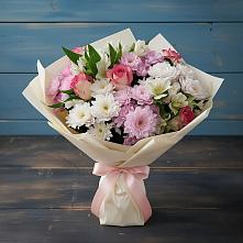 Букет цветов из:  Хризантемы, Альстромерии и Розы в Ширинский