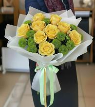 Букет цветов из:  Хризантемы и Розы в Ширинский