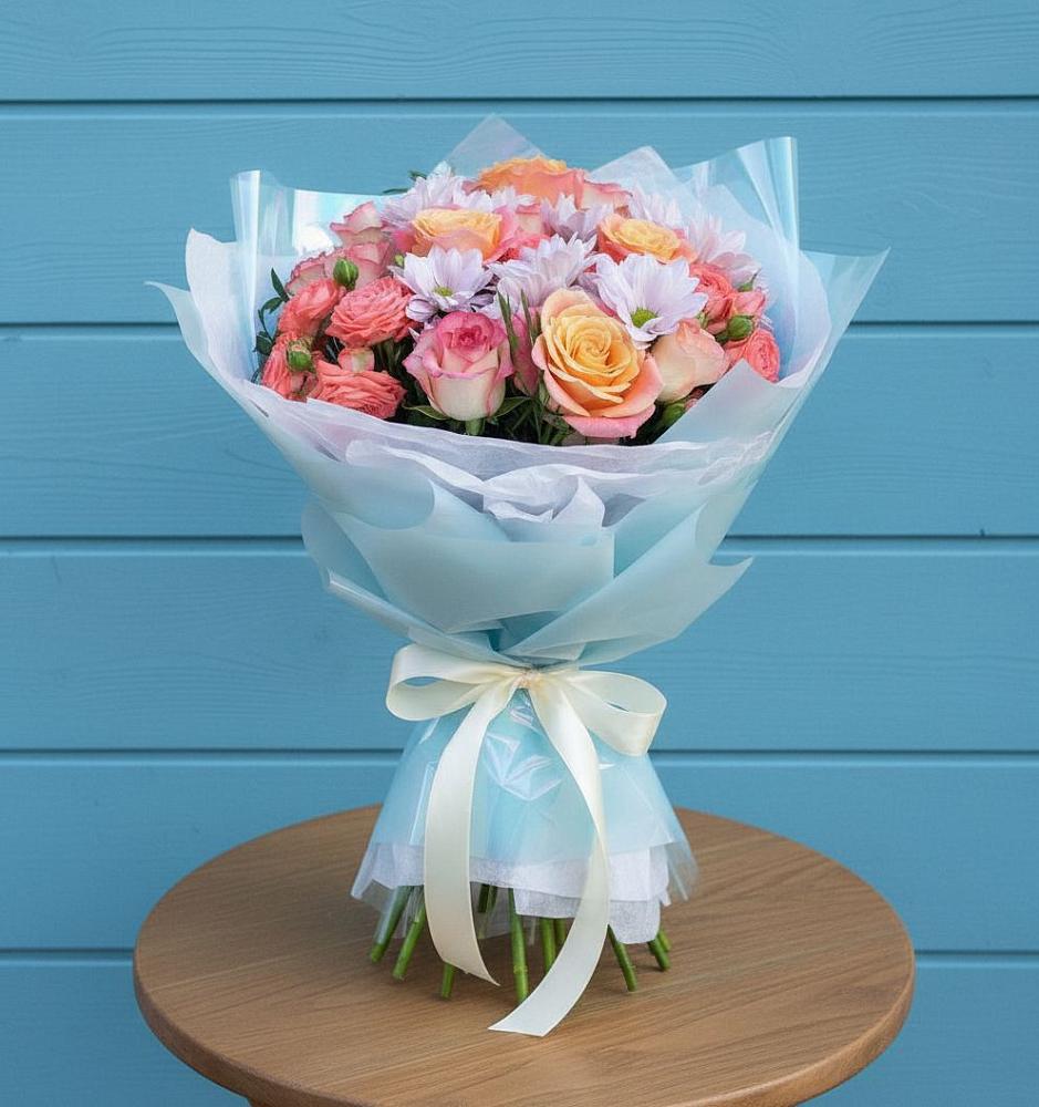 Букет цветов из: Хризантемы и Розы в Ширинский