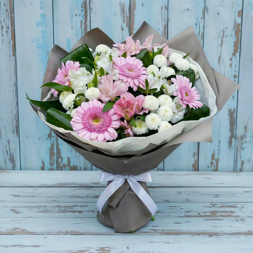 Букет цветов из: Герберы, Альстромерии и Хризантемы в Ширинский
