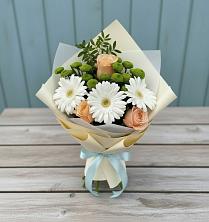 Букет цветов из:  Герберы, Розы и Хризантемы в Ширинский